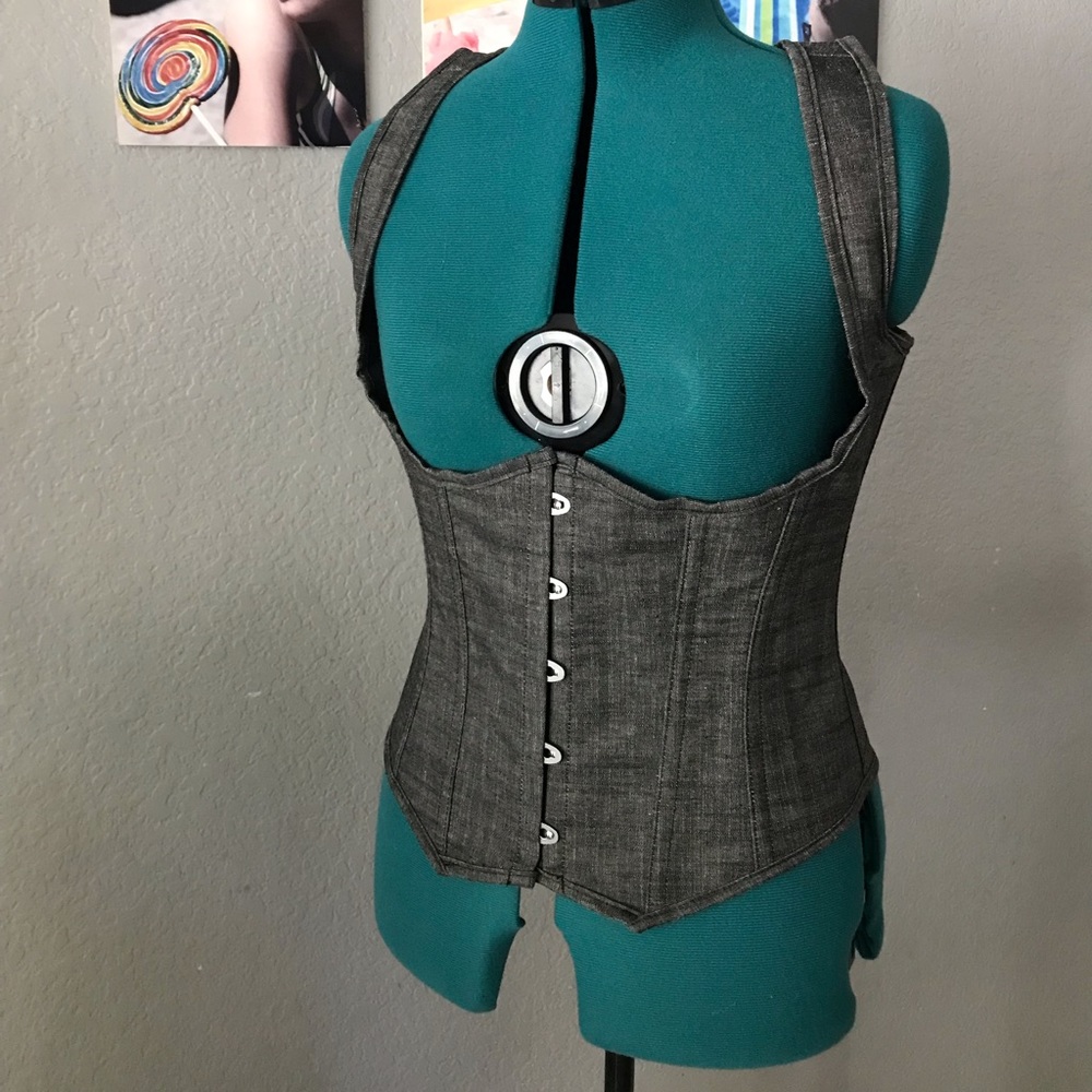 Grey under bust bustier, corset, large